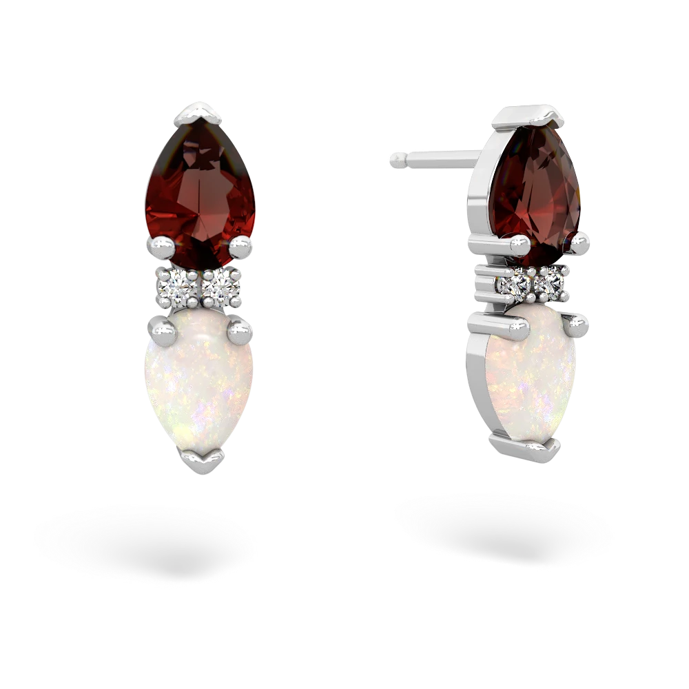 Garnet Bowtie Drop 14K White Gold earrings E0865