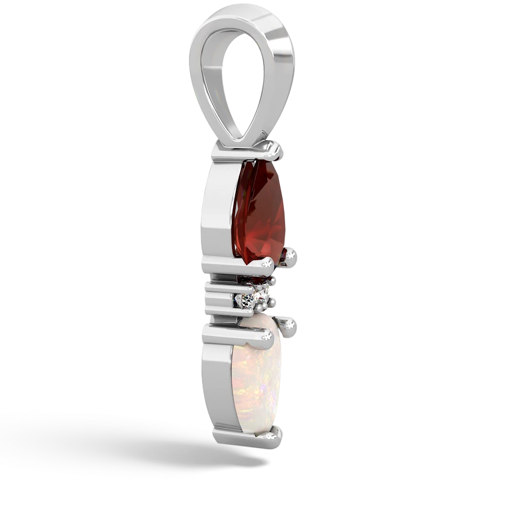 Garnet Bowtie Drop 14K White Gold pendant P0865