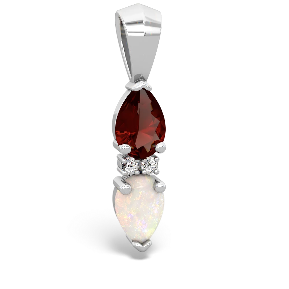 Garnet Bowtie Drop 14K White Gold pendant P0865