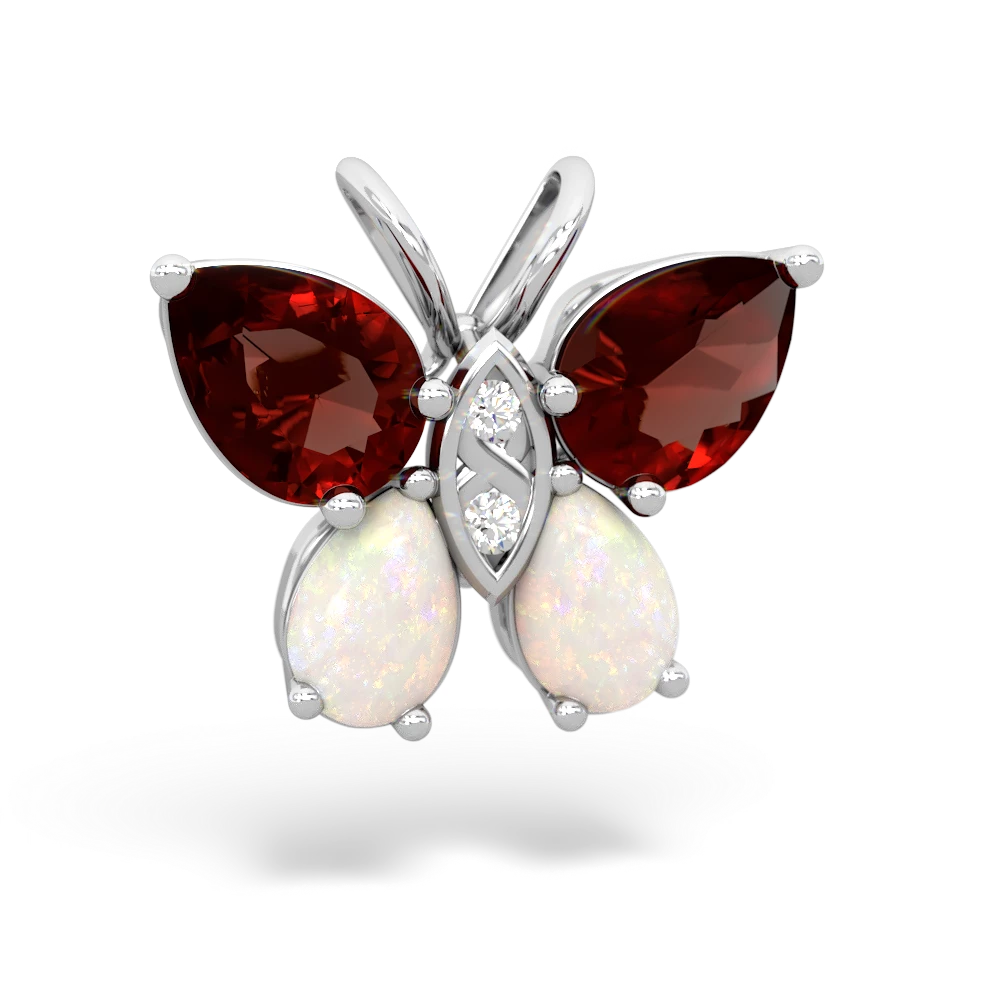 Garnet Butterfly 14K White Gold pendant P2215