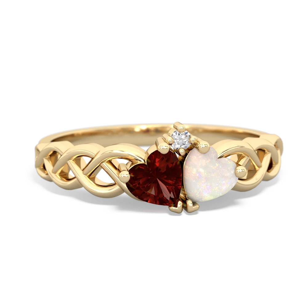 Garnet Heart To Heart Braid 14K Yellow Gold ring R5870