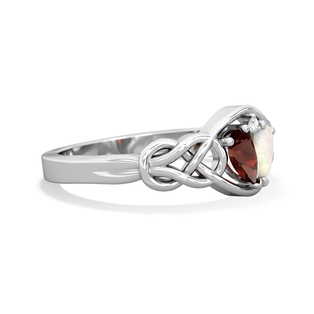 Garnet Celtic Love Knot 14K White Gold ring R5420