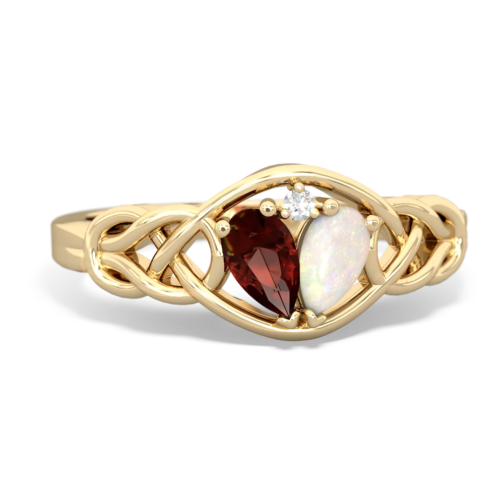 Garnet Celtic Love Knot 14K Yellow Gold ring R5420