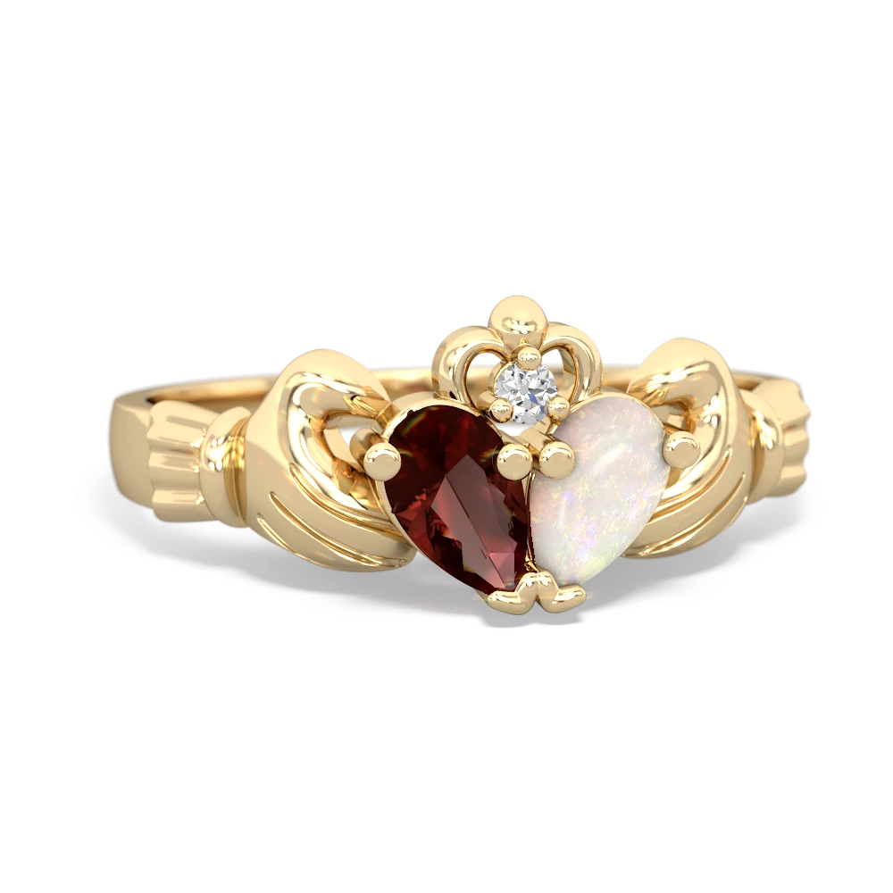 Garnet 'Our Heart' Claddagh 14K Yellow Gold ring R2388