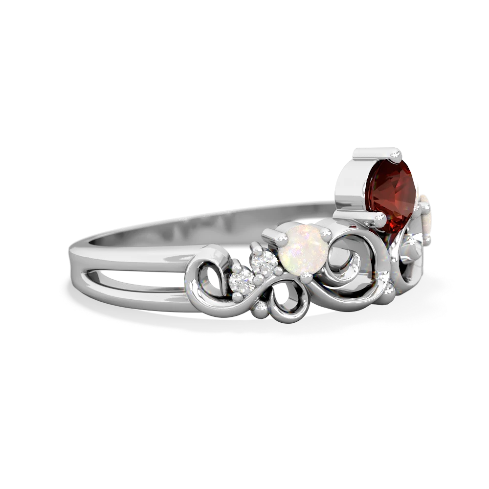 Garnet Crown Keepsake 14K White Gold ring R5740