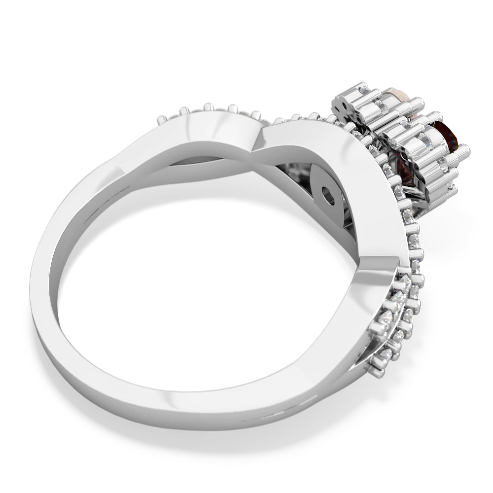 Garnet Diamond Twist 'One Heart' 14K White Gold ring R2640HRT