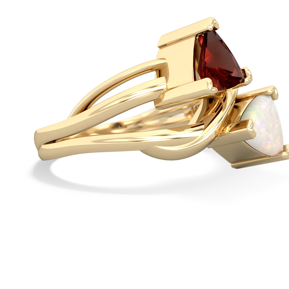 Garnet Split Band Swirl 14K Yellow Gold ring R2341