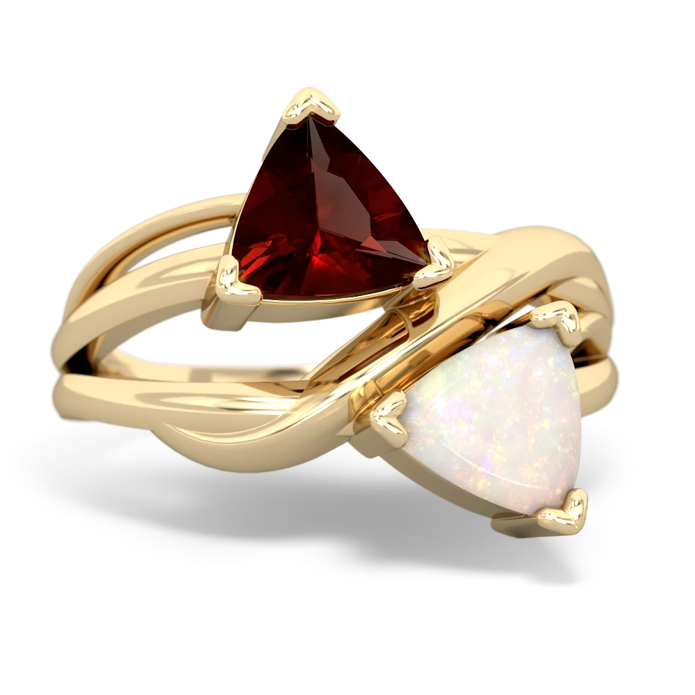 Garnet Split Band Swirl 14K Yellow Gold ring R2341