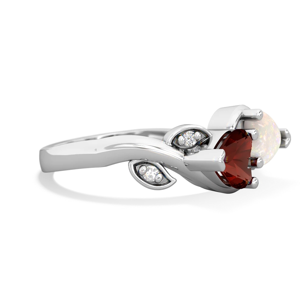 Garnet Floral Elegance 14K White Gold ring R5790