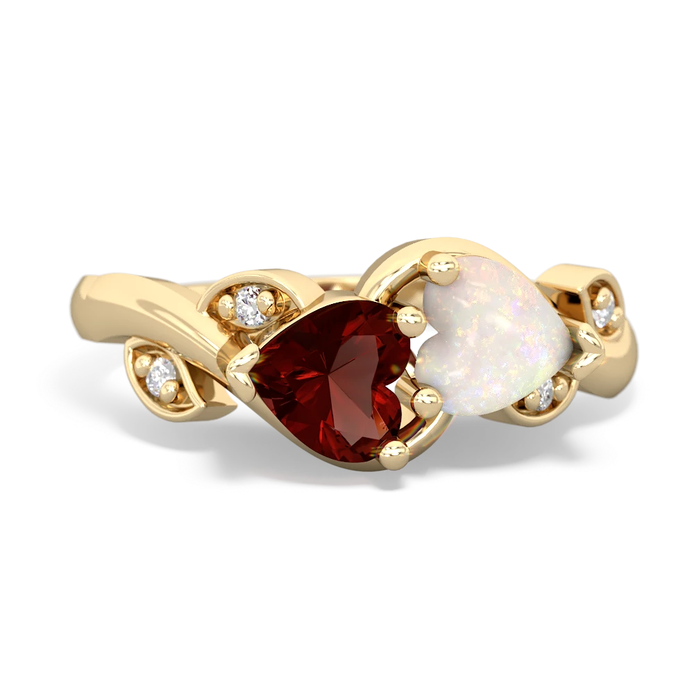 Garnet Floral Elegance 14K Yellow Gold ring R5790