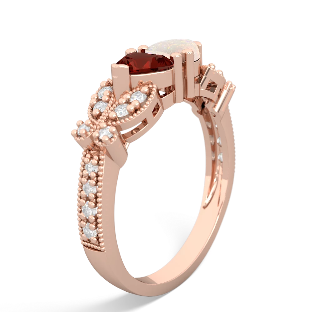 Garnet Diamond Butterflies 14K Rose Gold ring R5601