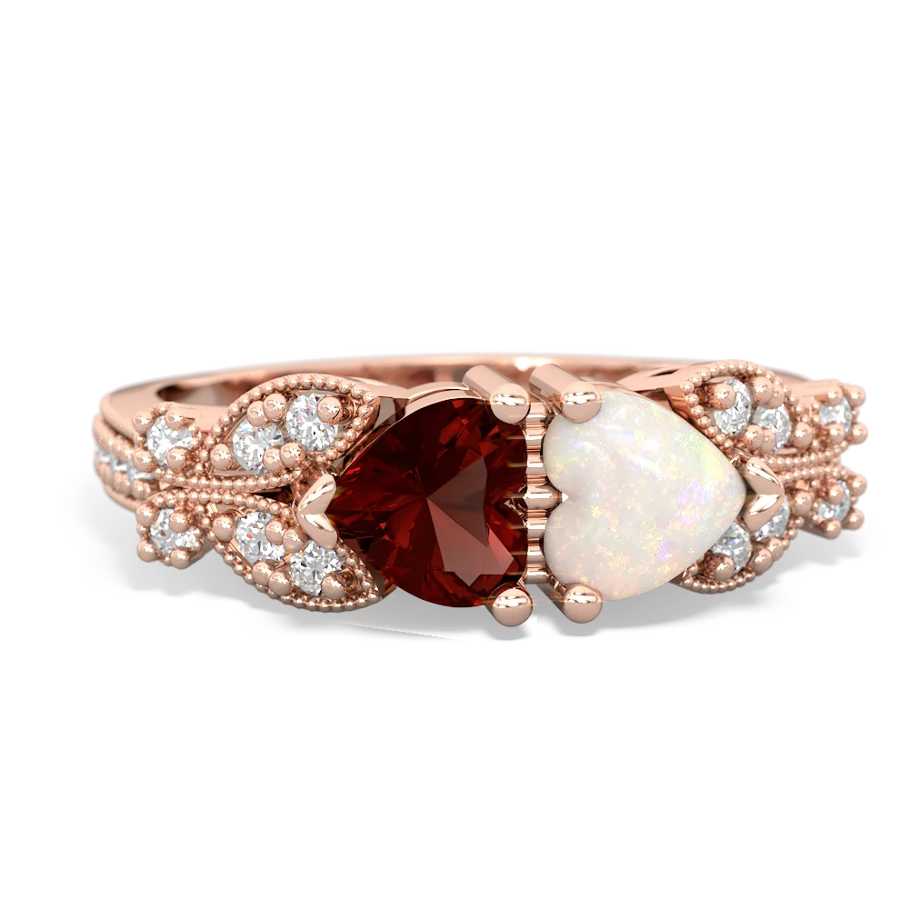 Garnet Diamond Butterflies 14K Rose Gold ring R5601