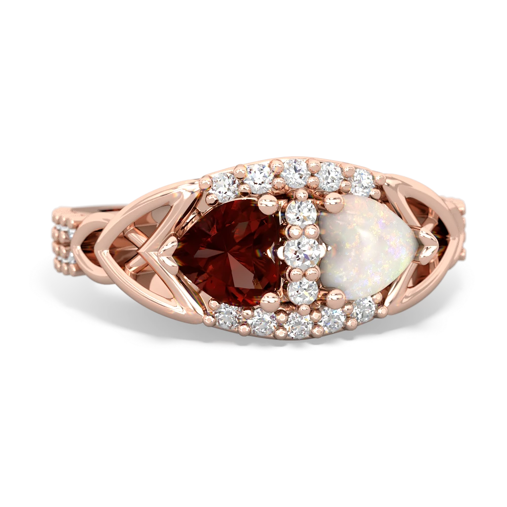 Garnet Sparkling Celtic Knot 14K Rose Gold ring R2645