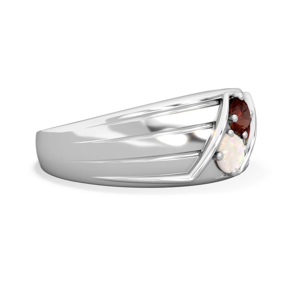 Garnet Men's Streamline 14K White Gold ring R0460