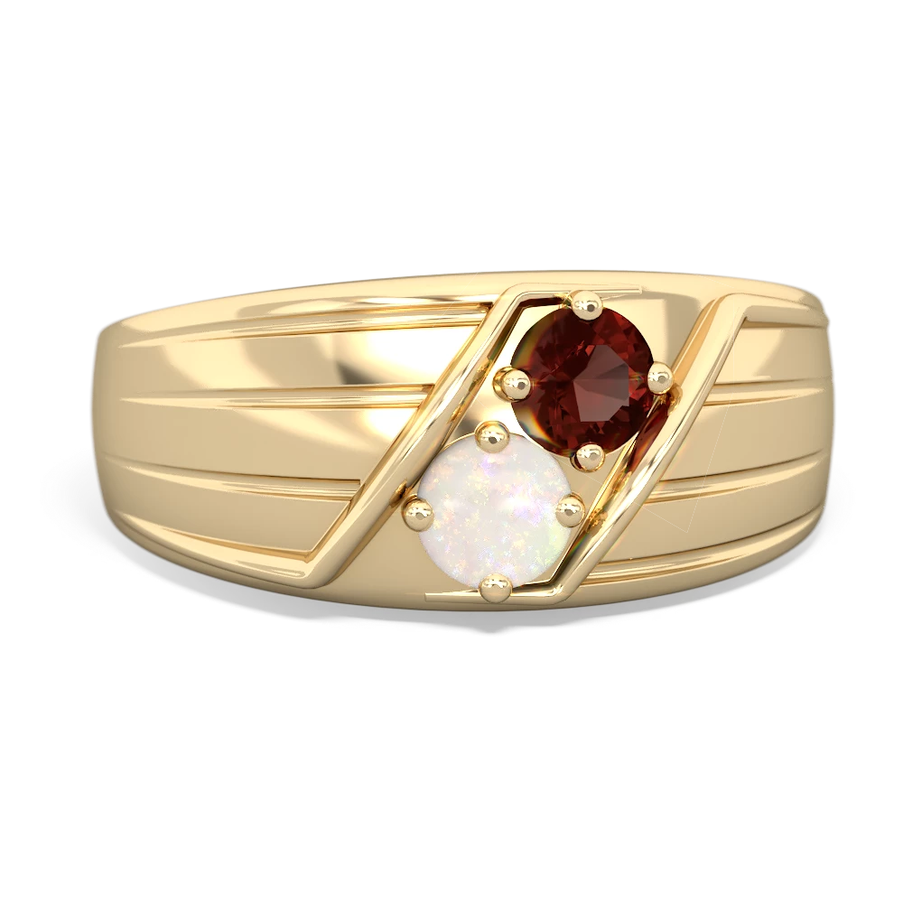 Garnet Men's Streamline 14K Yellow Gold ring R0460