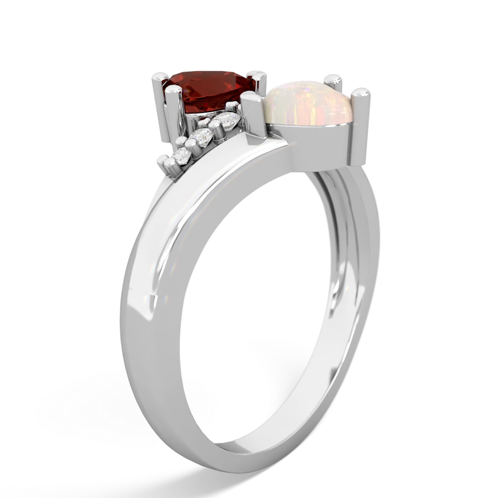 Garnet Heart To Heart 14K White Gold ring R2064