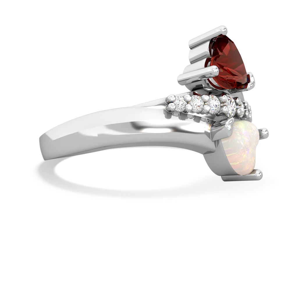 Garnet Heart To Heart 14K White Gold ring R2064