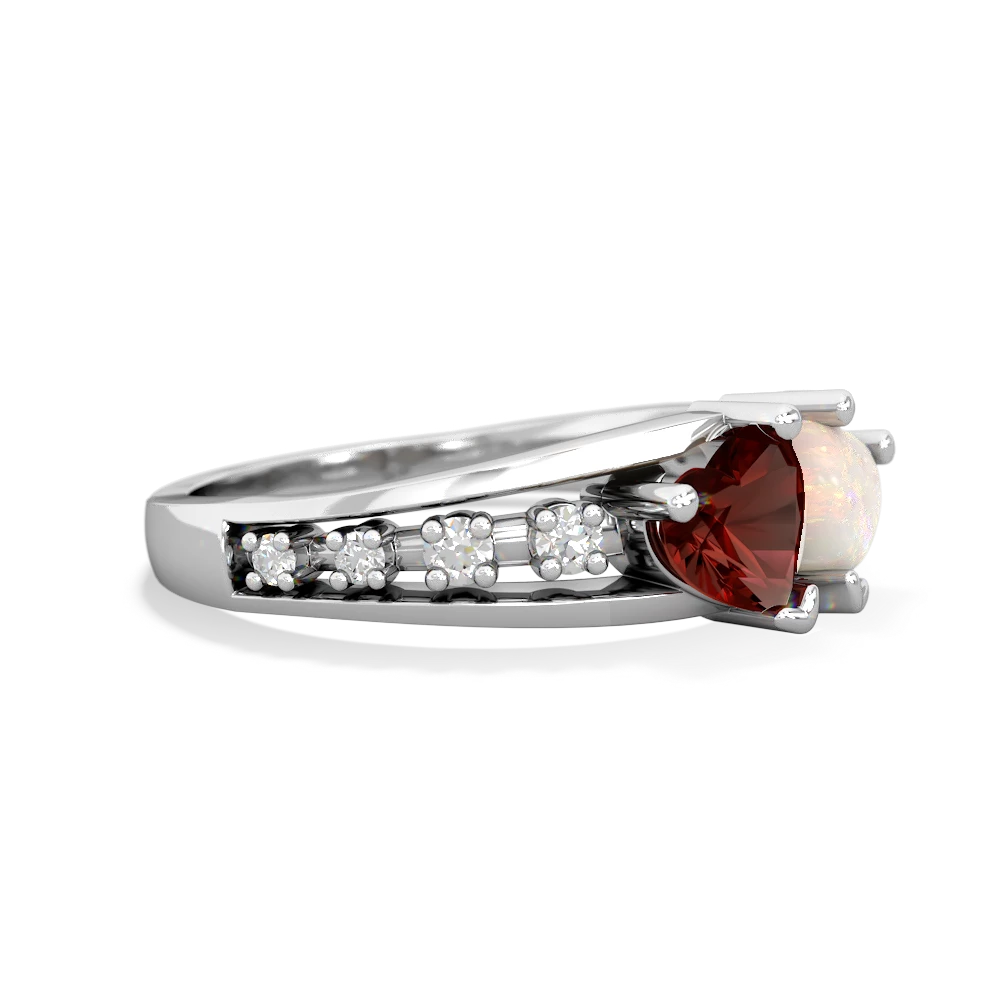 Garnet Heart To Heart 14K White Gold ring R3342