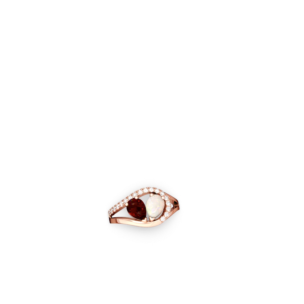 Garnet Nestled Heart Keepsake 14K Rose Gold ring R5650