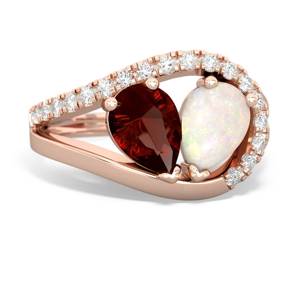 Garnet Nestled Heart Keepsake 14K Rose Gold ring R5650