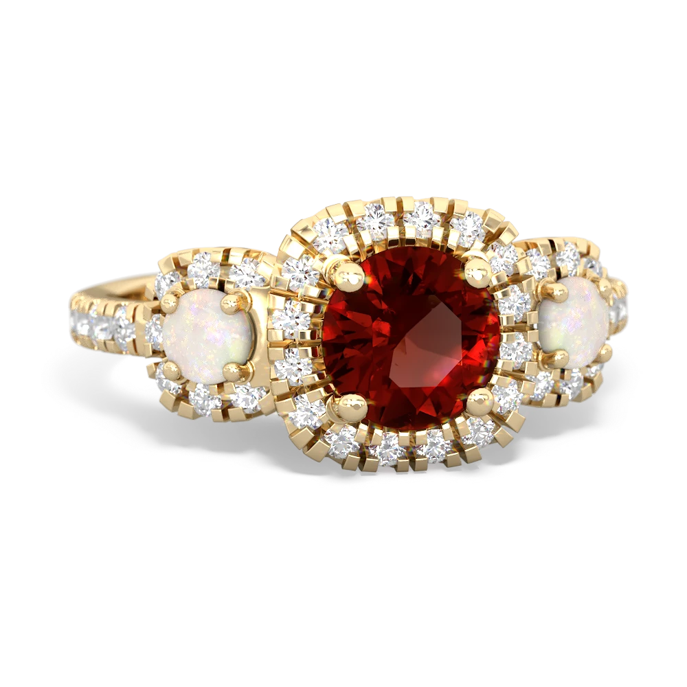 Garnet Regal Halo 14K Yellow Gold ring R5350