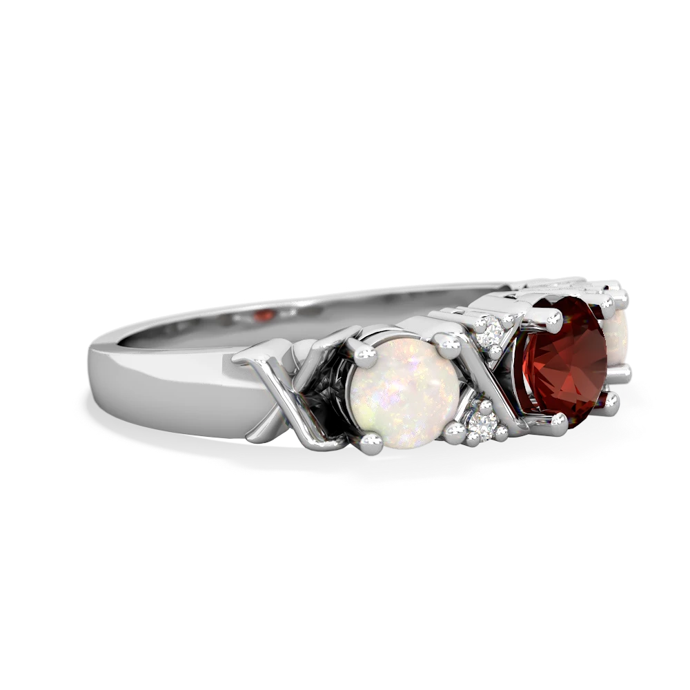 Garnet Hugs And Kisses 14K White Gold ring R5016