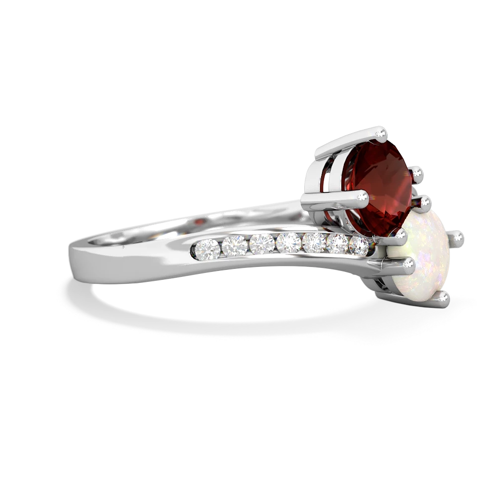 Garnet Channel Set Two Stone 14K White Gold ring R5303