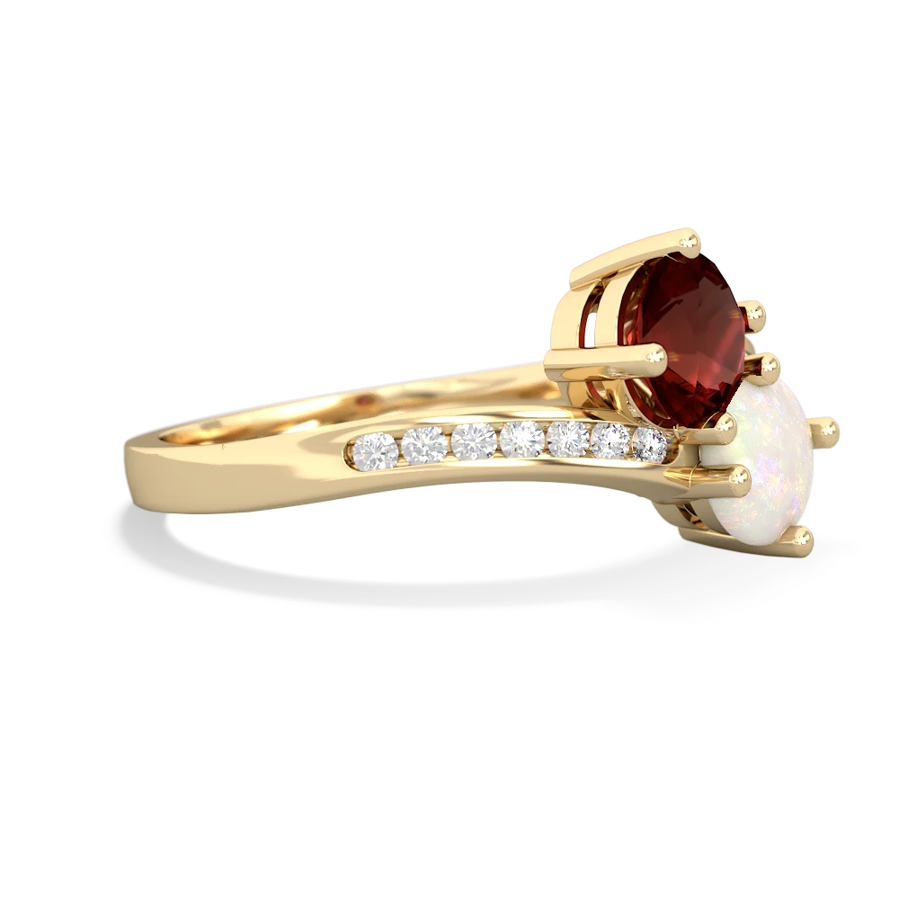 Garnet Channel Set Two Stone 14K Yellow Gold ring R5303