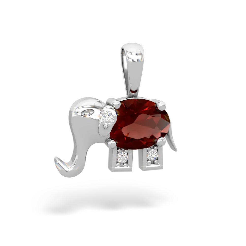 Garnet Elephant 14K White Gold pendant P2555