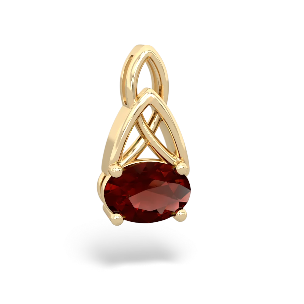 Garnet Celtic Trinity Knot 14K Yellow Gold pendant P2389