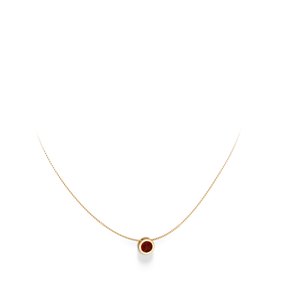 Garnet 6Mm Slide 14K Yellow Gold pendant P3786