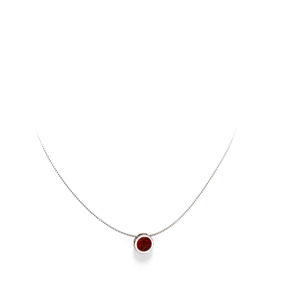 Garnet 8Mm Slide 14K White Gold pendant P3788