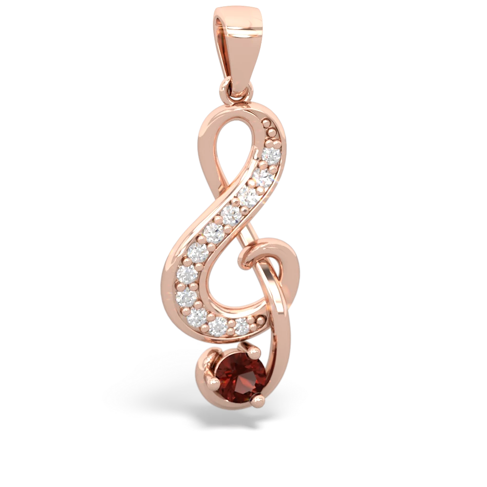 Garnet G-Clef Music 14K Rose Gold pendant P5830