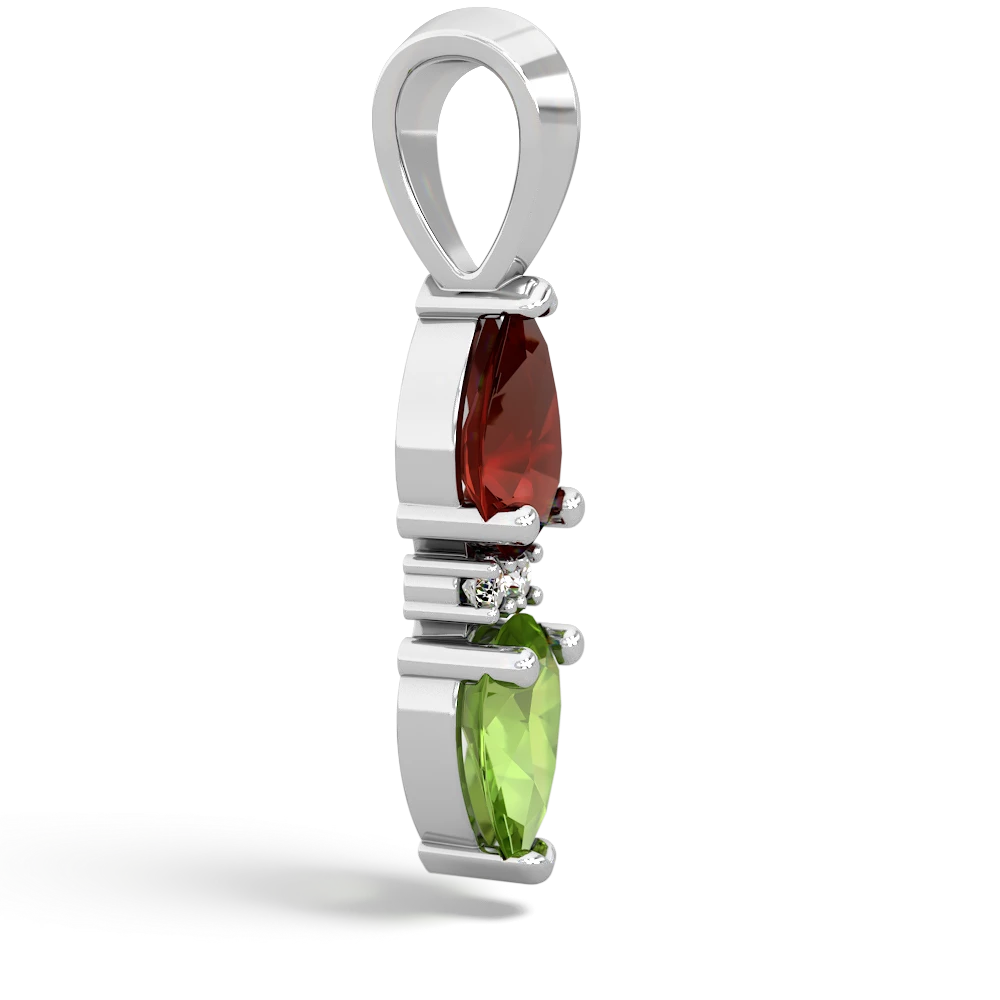 Garnet Bowtie Drop 14K White Gold pendant P0865