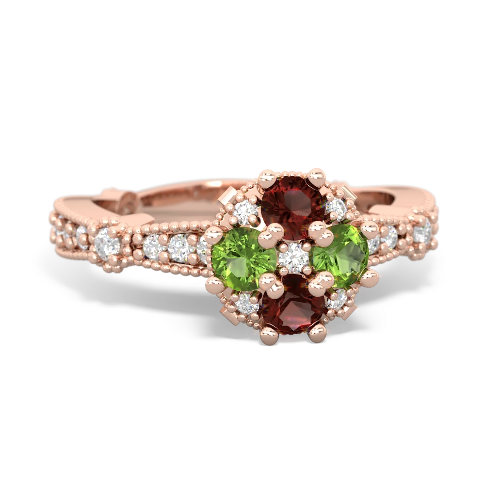 Garnet Sparkling Tiara Cluster 14K Rose Gold ring R26293RD