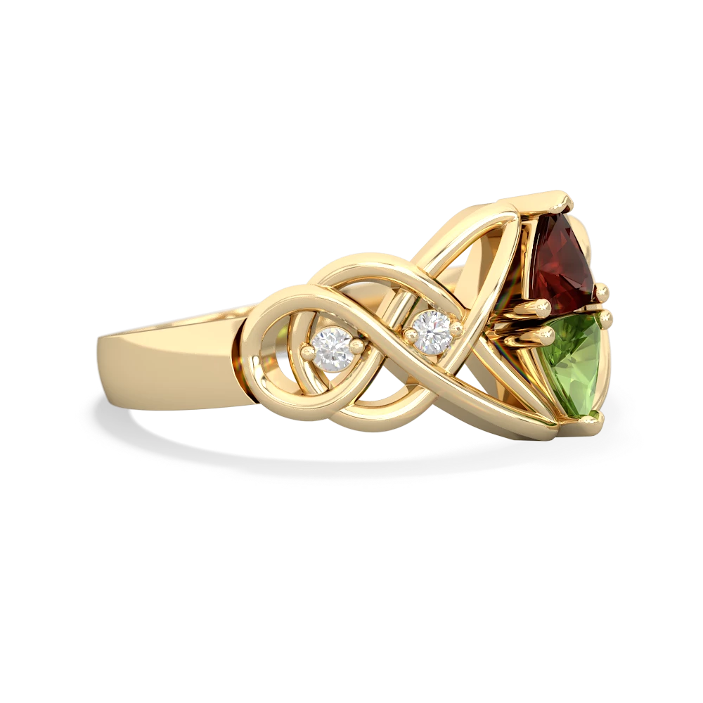 Garnet Keepsake Celtic Knot 14K Yellow Gold ring R5300