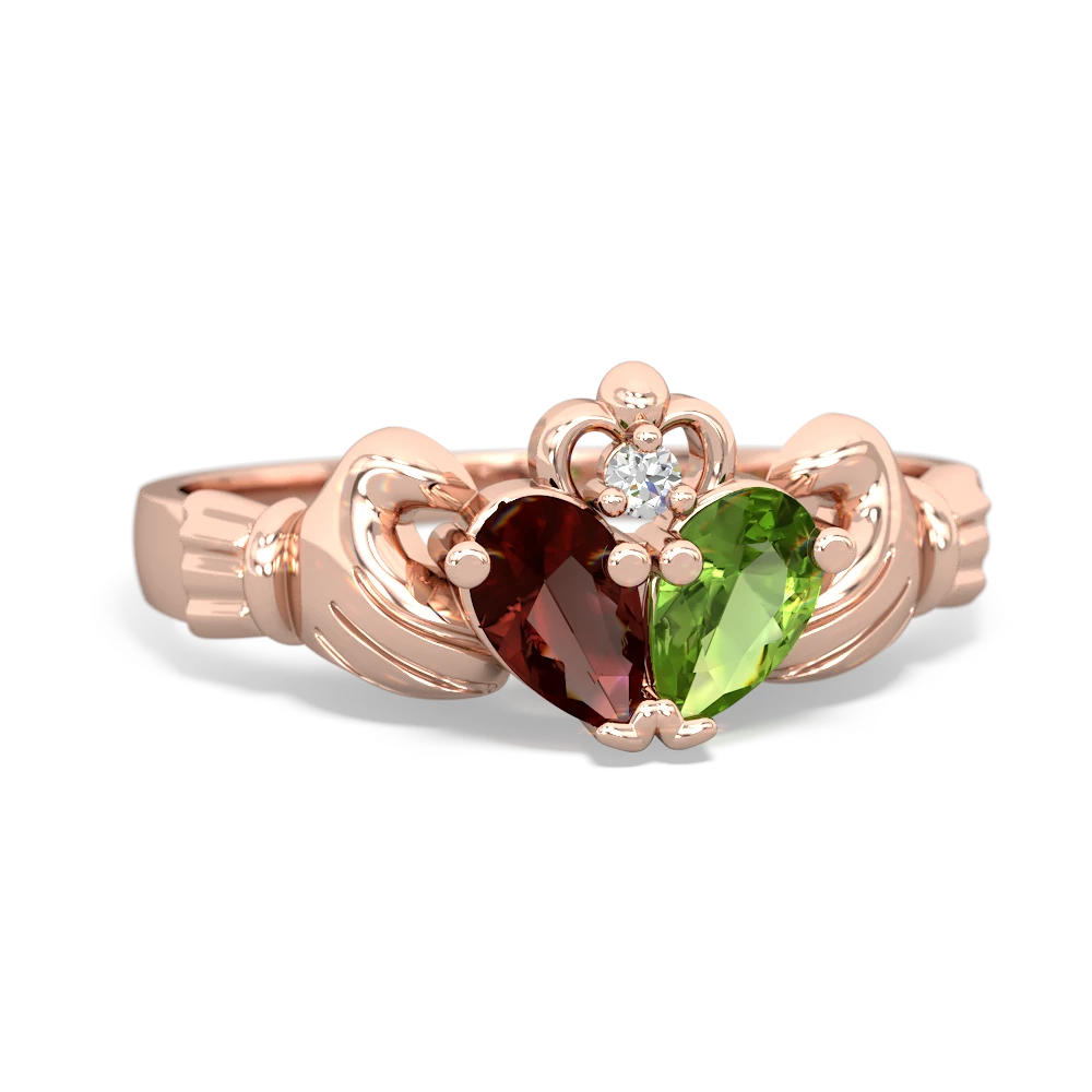 Garnet 'Our Heart' Claddagh 14K Rose Gold ring R2388