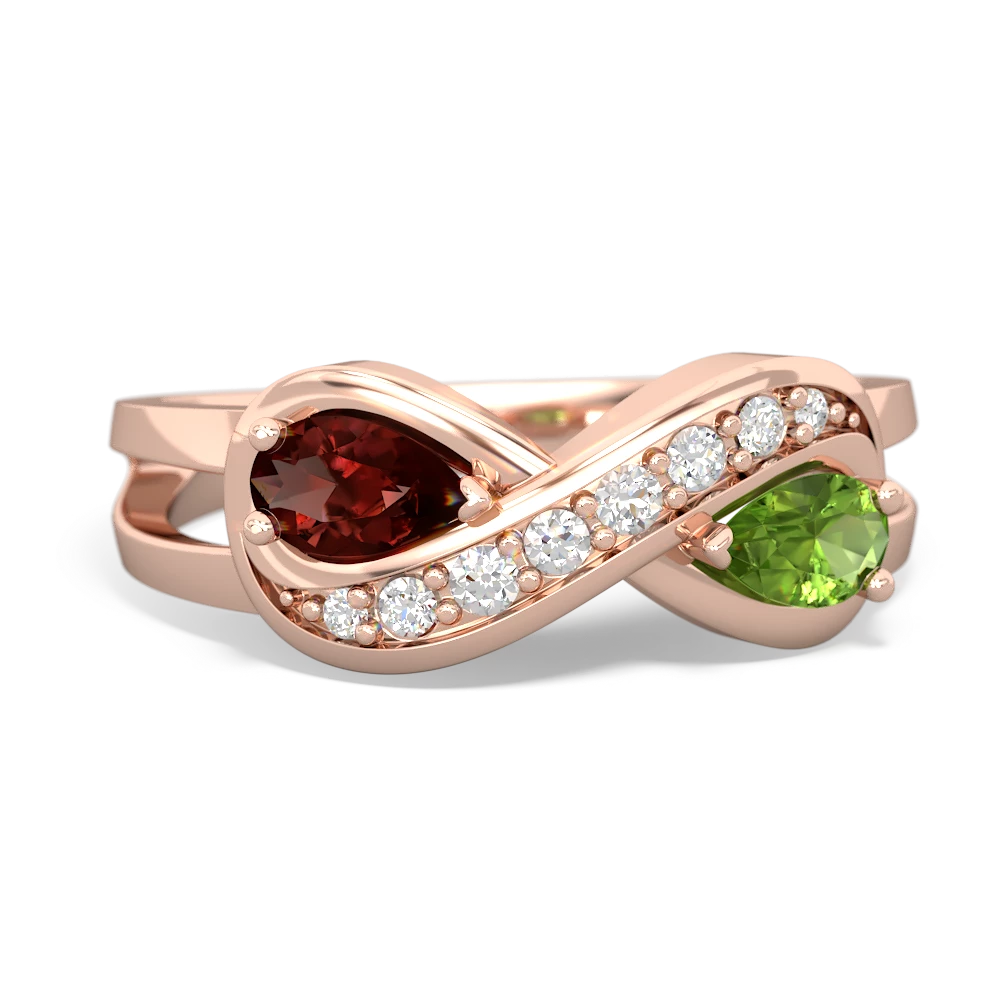 Garnet Diamond Infinity 14K Rose Gold ring R5390