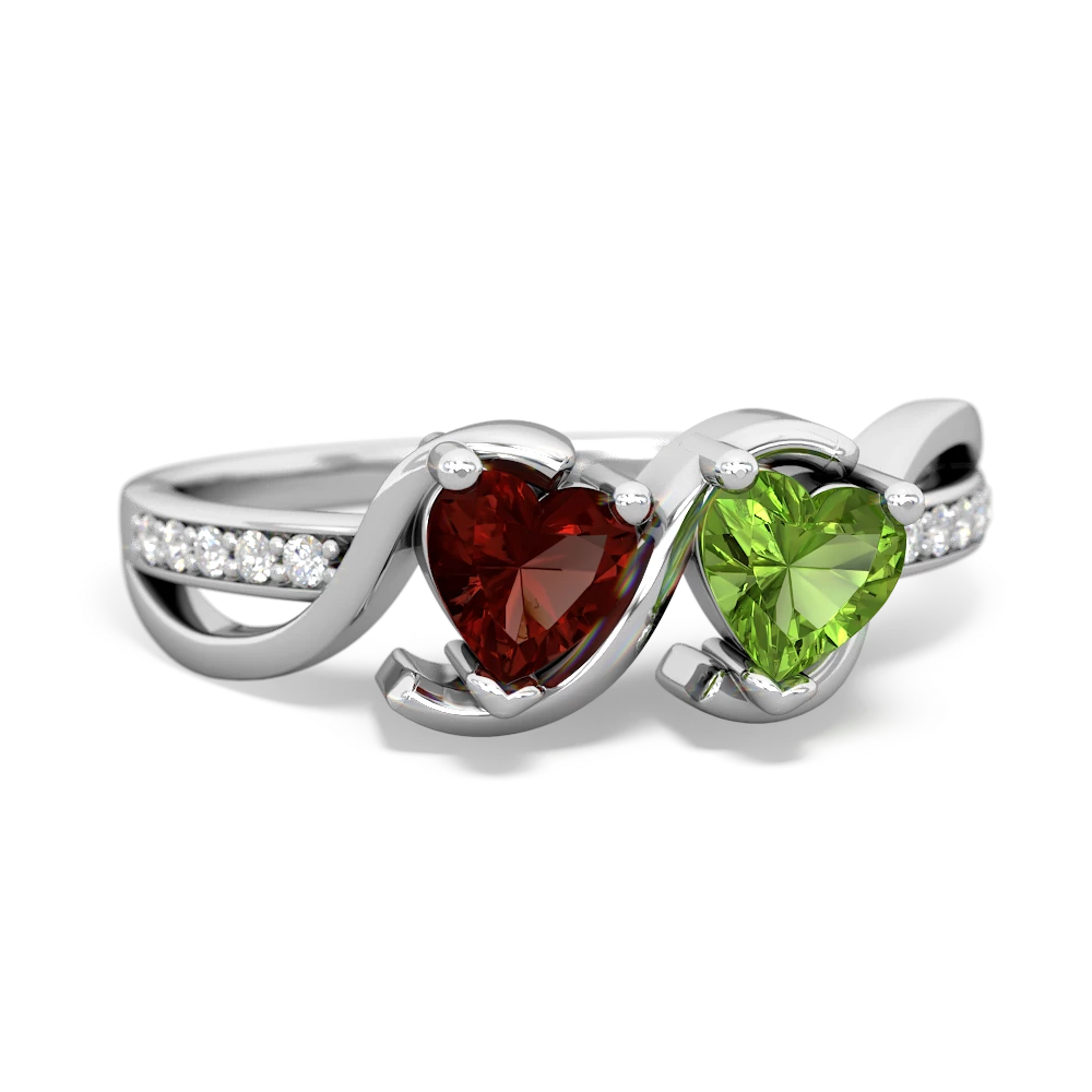 Garnet Side By Side 14K White Gold ring R3090