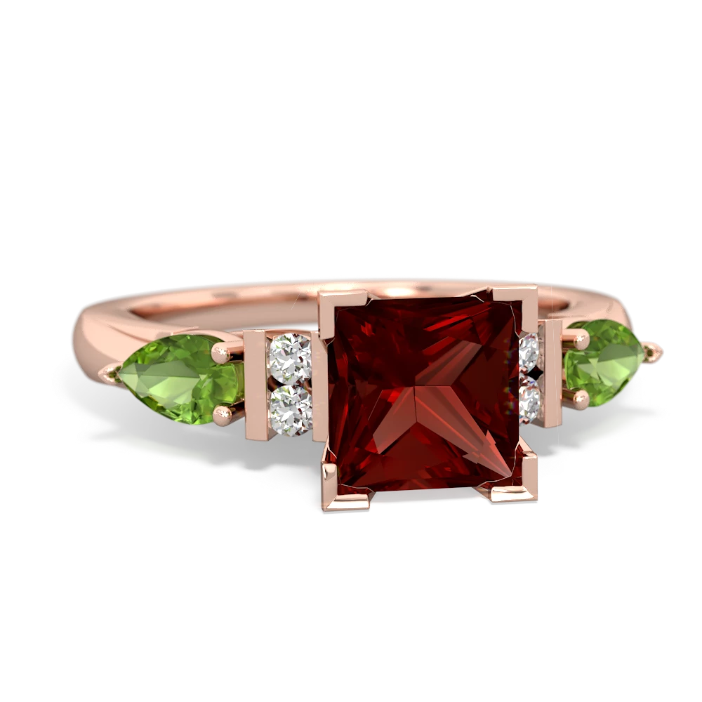 Garnet 6Mm Princess Eternal Embrace Engagement 14K Rose Gold ring C2002