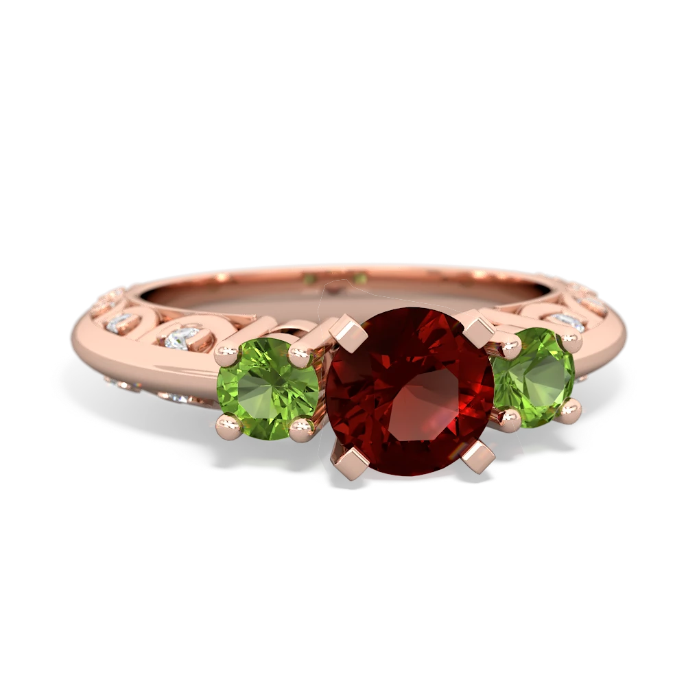 Garnet Art Deco Eternal Embrace Engagement 14K Rose Gold ring C2003