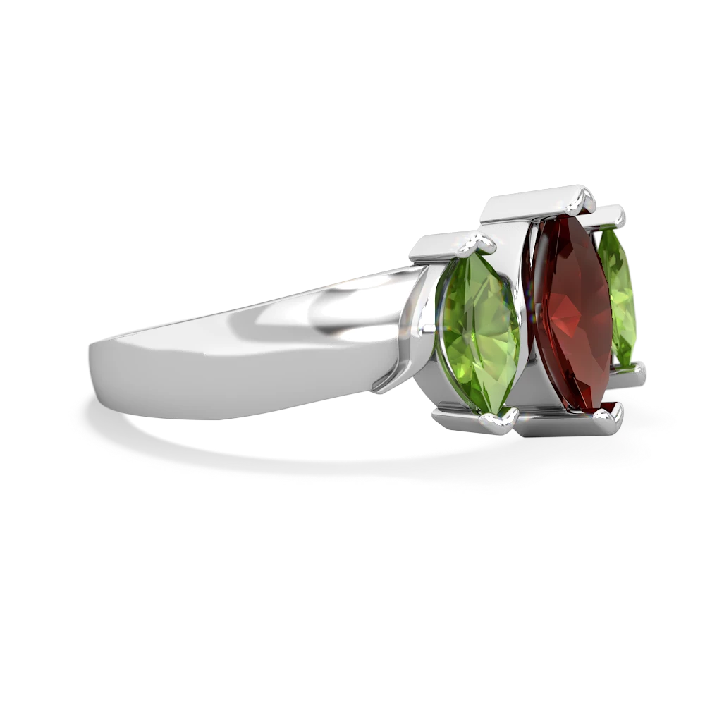 Garnet Three Peeks 14K White Gold ring R2433