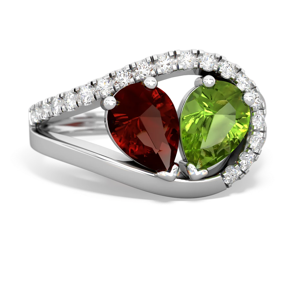 Garnet Nestled Heart Keepsake 14K White Gold ring R5650