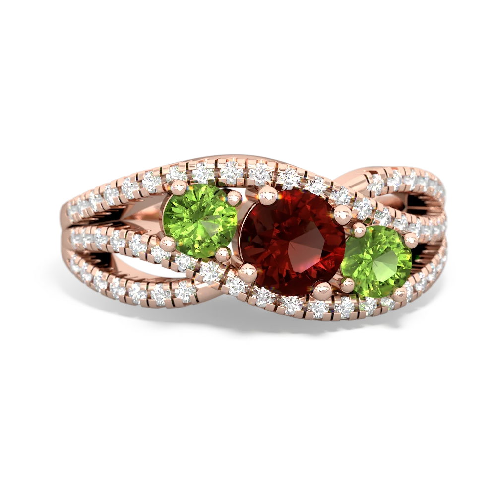 Garnet Three Stone Aurora 14K Rose Gold ring R3080