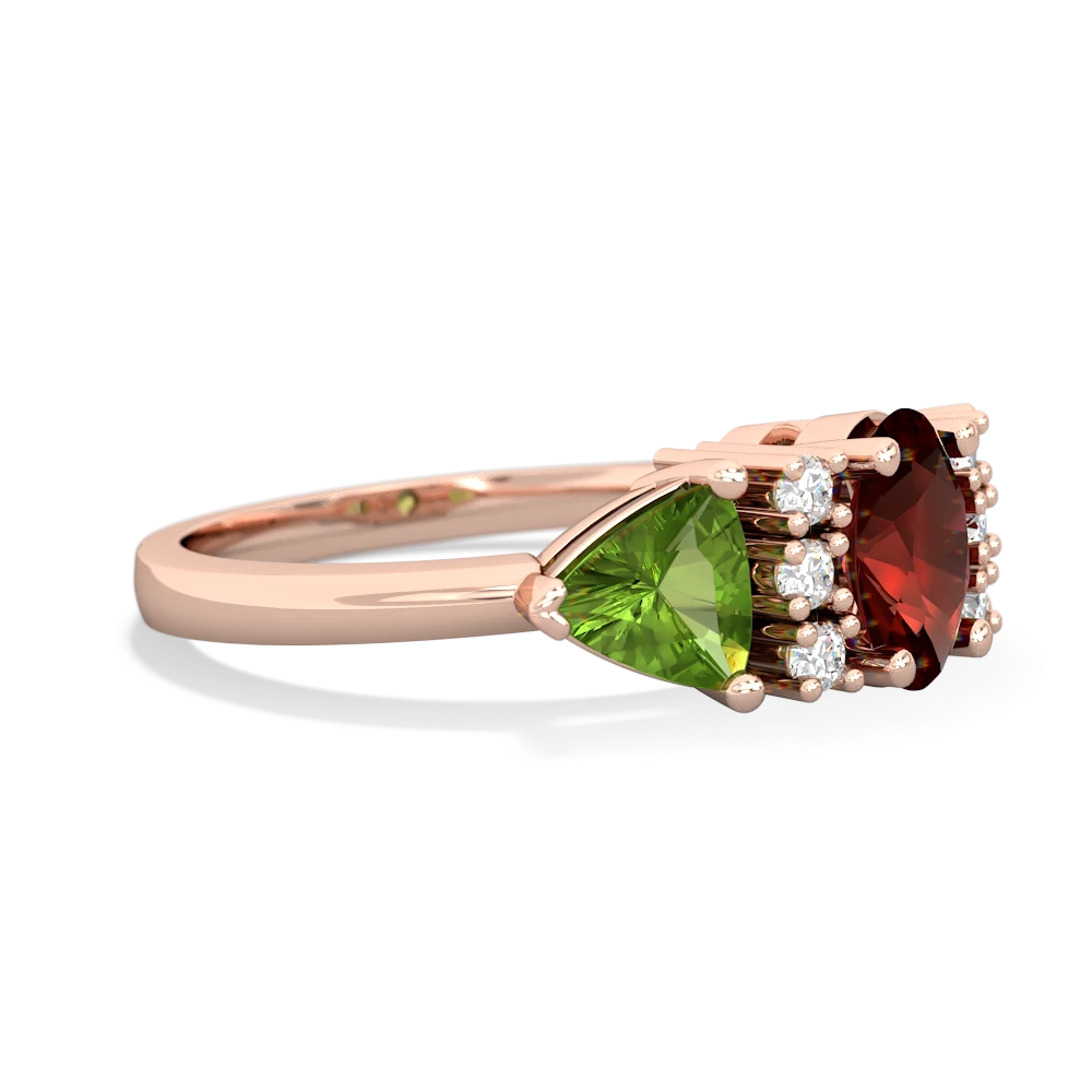 Garnet Antique Style Three Stone 14K Rose Gold ring R2186