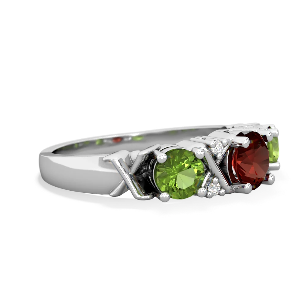 Garnet Hugs And Kisses 14K White Gold ring R5016