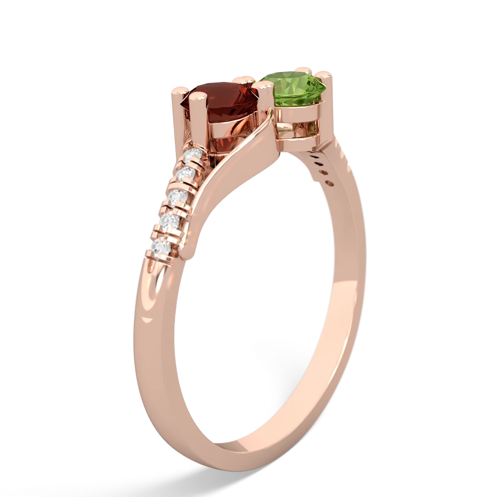 Garnet Infinity Pave Two Stone 14K Rose Gold ring R5285