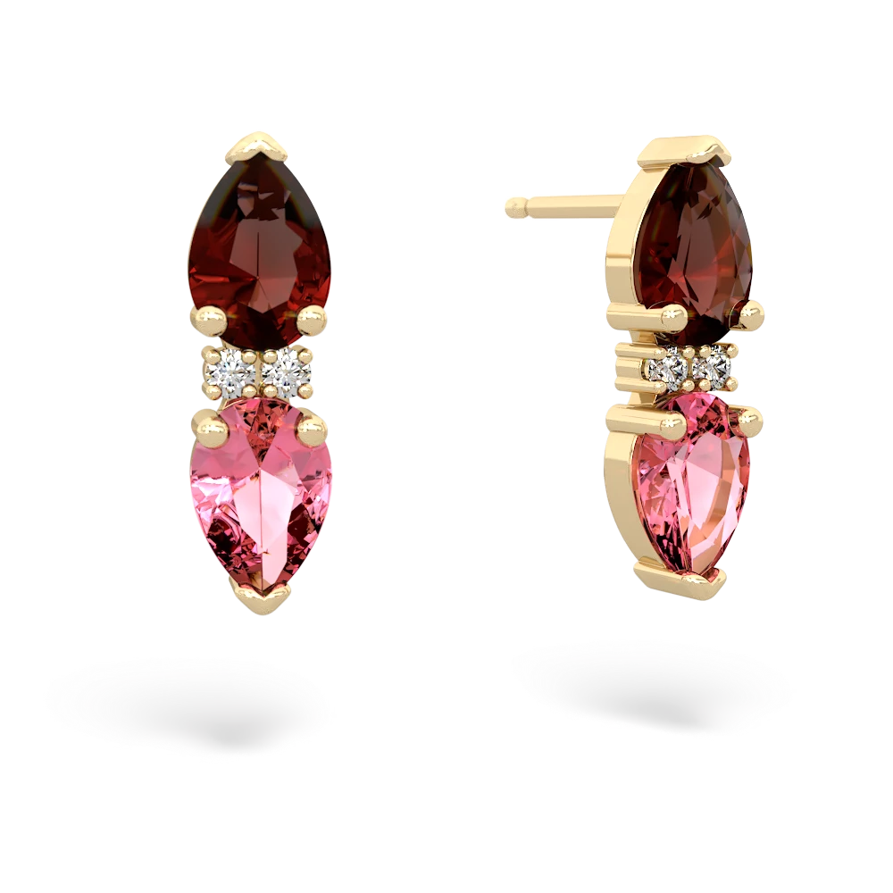 Garnet Bowtie Drop 14K Yellow Gold earrings E0865