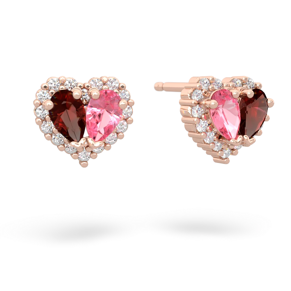 Garnet Halo 14K Rose Gold earrings E7008