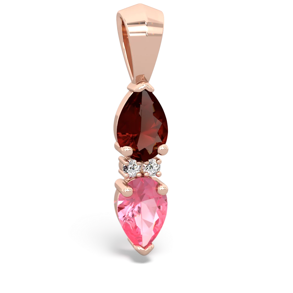 Garnet Bowtie Drop 14K Rose Gold pendant P0865